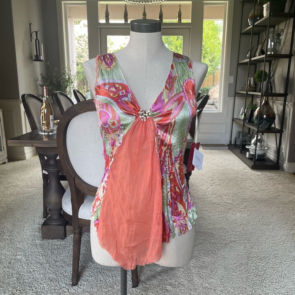 NWT Coral and Pink Silk Blouse